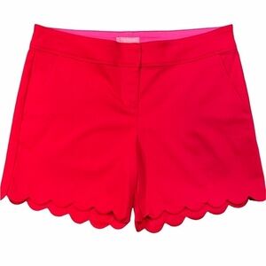 Isaac Mizrahi Red Scalloped Hem Tailored Flat Front Short with Pink Waistband 12